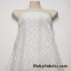 Small Hearts Off White Faux Crochet 4-Way Stretch Nylon Spandex Fabric