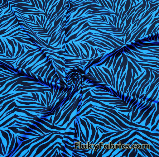 Bold Blue & Black Animal Print 4-Way Stretch Poly Spandex Fabric