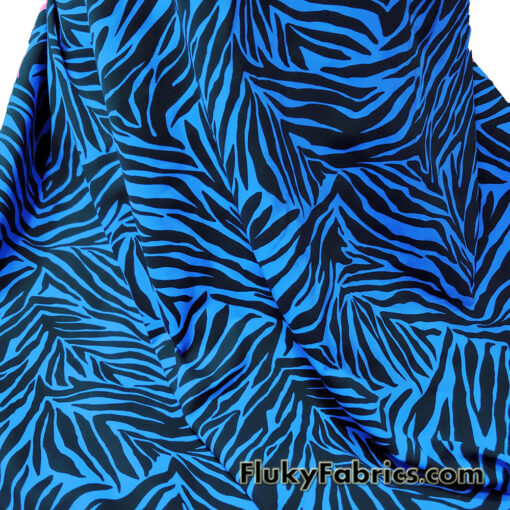 Bold Blue & Black Animal Print 4-Way Stretch Poly Spandex Fabric