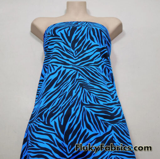 Bold Blue & Black Animal Print 4-Way Stretch Poly Spandex Fabric