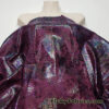 Iridescent Foil on Burgundy Exotic Dragon Scales Black Metallic Foil on Crushed Ice Velvet 4-Way Stretch Fabric