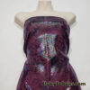 Iridescent Foil on Burgundy Exotic Dragon Scales Black Metallic Foil on Crushed Ice Velvet 4-Way Stretch Fabric