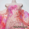 Light Peach 4-Way Stretch Floral Lace Fabric with Tie-Dye Design