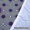 Psychedelic Optical Illusion Geometric Fabric – Black, White & Purple Burst Print