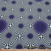 Psychedelic Optical Illusion Geometric Fabric – Black, White & Purple Burst Print by The Yard @flukyfabrics