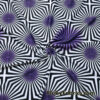 Psychedelic Optical Illusion Geometric Fabric – Black, White & Purple Burst Print