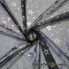Purple and Silver Foil Stars on 2-Way Stretch Black Mesh Fabric