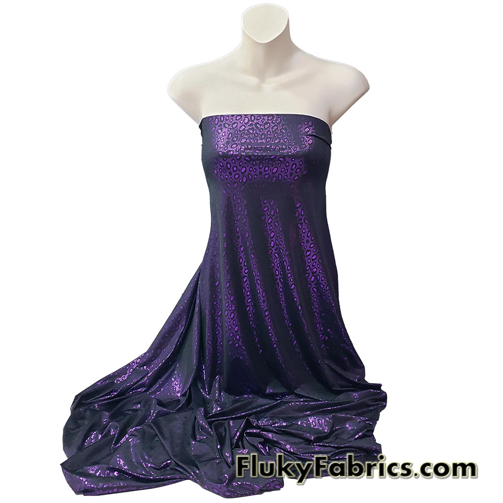 Electric Purple Metallic Leopard Foil ITY Stretch Fabric - Fluky Fabrics  Online Shop