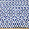 Evil Eye Nazar Print Fabric – Navy, Royal & Light Blue Eyes on White 4-way Stretch Poly Spandex