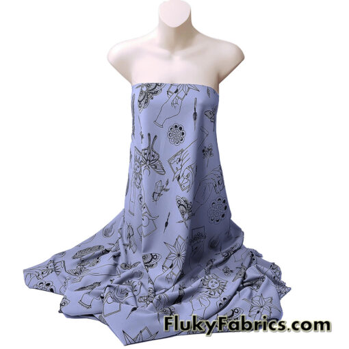 Rich Lavender Mist Pebble Crepe de Chine Fabric – Mystical Magical Spiritual Print