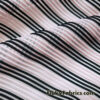 Black and Pale Pink Raised Rib Stripe 2-Way Stretch White Mesh Fabric