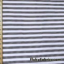 Black and White Raised Rib Stripe 2-Way Stretch Mesh Fabric