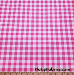 Pink and White Gingham 4-Way Stretch Nylon Spandex Fabric