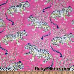 Unique Vintage Japanese-style Leopards Drawing Print 4-Way Stretch Nylon Spandex Fabric @flukyfabrics