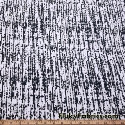 Black & White Abstract Print Cotton Spandex Fabric – 4-Way Stretch, Lightweight, Opaque @flukyfabrics