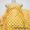 Bright Lemon Yellow & Hot Pink Polka Dot 4-Way Stretch Nylon Spandex Swimsuit Fabric