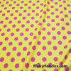 Bright Lemon Yellow & Hot Pink Polka Dot 4-Way Stretch Nylon Spandex Swimsuit Fabric