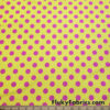 Bright Lemon Yellow & Hot Pink Polka Dot 4-Way Stretch Nylon Spandex Swimsuit Fabric @flukyfabrics