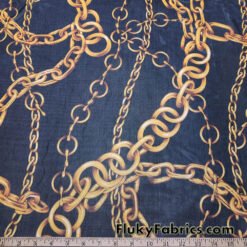 Golden Chain Print Stretch Mesh High Fashion Fabric