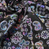 Rainbow Metallic Foil Bandana Print on Black 4-Way Stretch Spandex Fabric