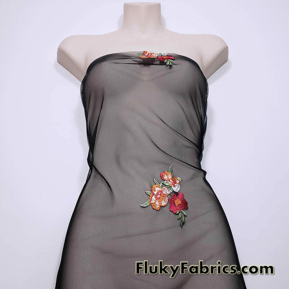 embroidered strappy dress Daisy Embroidered Tulle Cape MED / Noir/Multi main image 1