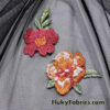 Colorful Embroidered Wildflower Mesh Fabric – 2-Way Stretch Black Sheer Poly Spandex
