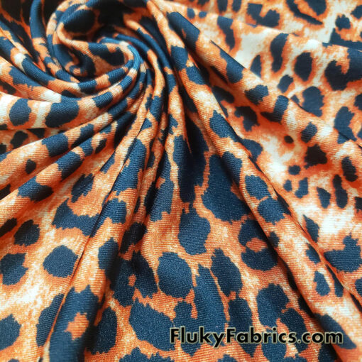 Fiery Jaguar Animal Print Spandex Fabric