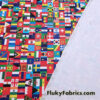 Flags of the World Print – 4-Way Stretch White Nylon Spandex Fabric