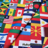 Flags of the World Print – 4-Way Stretch White Nylon Spandex Fabric