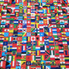 Flags of the World Print – 4-Way Stretch White Nylon Spandex Fabric