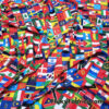 Flags of the World Print – 4-Way Stretch White Nylon Spandex Fabric