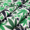 Green & Black Cannabis Leaf Polyester Poplin Fabric