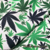 Green & Black Cannabis Leaf Polyester Poplin Fabric