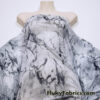 Marble Print Power Mesh White Gray Black 4-Way Stretch Sheer Spandex Fabric
