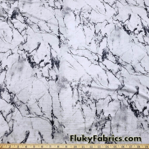 Marble Print Power Mesh White Gray Black 4-Way Stretch Sheer Spandex Fabric
