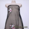 Embroidered Orchids Mesh Fabric – 2-Way Stretch Black Sheer Poly Spandex