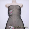 Embroidered Orchids Mesh Fabric – 2-Way Stretch Black Sheer Poly Spandex