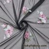Embroidered Orchids Mesh Fabric – 2-Way Stretch Black Sheer Poly Spandex @flukyfabrics