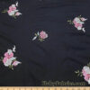 Embroidered Orchids Mesh Fabric – 2-Way Stretch Black Sheer Poly Spandex