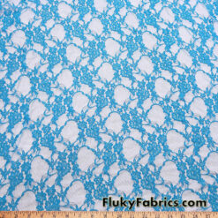 Azure Blue 4-Way Stretch Lace Fabric – Lightweight and Sheer