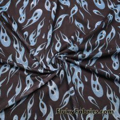 Blue Flame Print Power Mesh Fabric 4-Way Stretch Nylon Spandex