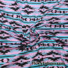 Pink Blue & Black Ethnic Stripe Rayon Spandex Knit Fabric