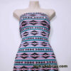 Pink Blue & Black Ethnic Stripe Rayon Spandex Knit Fabric