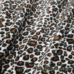 Small Leopard Print Faux Fur Fabric – Ivory Brown Black Short Pile Soft Fur