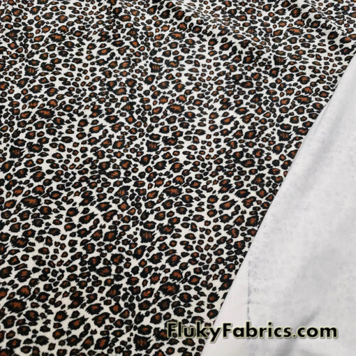 Small Leopard Print Faux Fur Fabric – Ivory Brown Black Short Pile Soft Fur