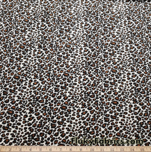 Small Leopard Print Faux Fur Fabric – Ivory Brown Black Short Pile Soft Fur