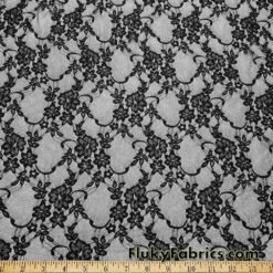 Black 4-Way Stretch Lace Fabric – Lightweight and Sheer