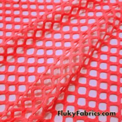 Bright Neon Coral Color Big Hole Fishnet Fabric
