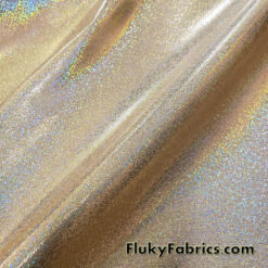 Gold Iridescent Hologram Spandex Fabric – Suncatcher Shiny 4-Way Stretch Nylon Spandex