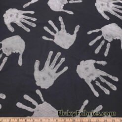 Gray Handprint Power Mesh Fabric – Black Sheer 4-Way Stretch Nylon Spandex